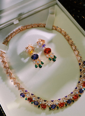 彩色项链晚宴配饰满钻choker女