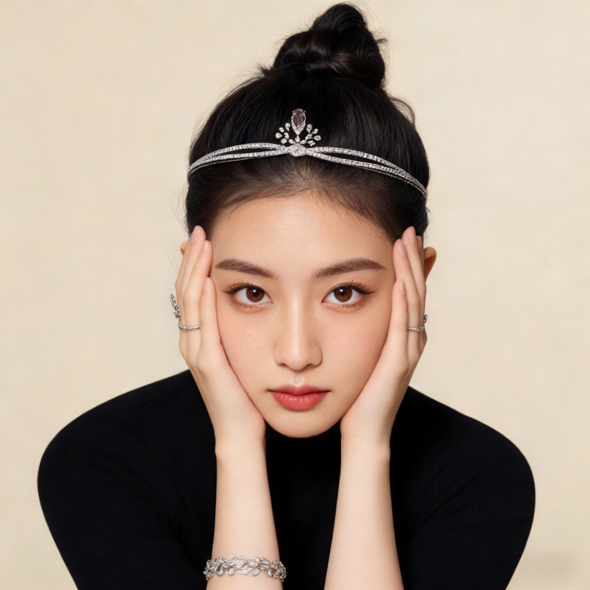 法式公主复古轻奢高级感粉色皇冠头饰新娘主婚纱晚礼服项链套装女