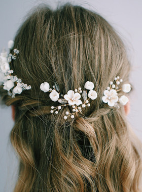 法式仙女花瓣新娘头饰森系韩式仙美婚纱晚礼服敬酒服超仙秀禾发饰