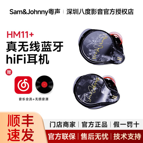 SAMJOHNNY粤声 HM11+ 夜空 入耳式圈铁4单元hifi真无线蓝牙耳机