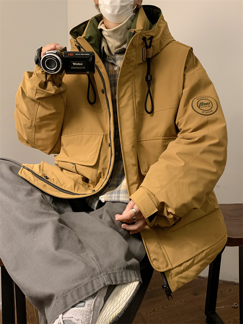 23/冬90%白鸭绒高品质假两件装连帽羽绒服外套2339-P320,男装羽绒服,电商A171