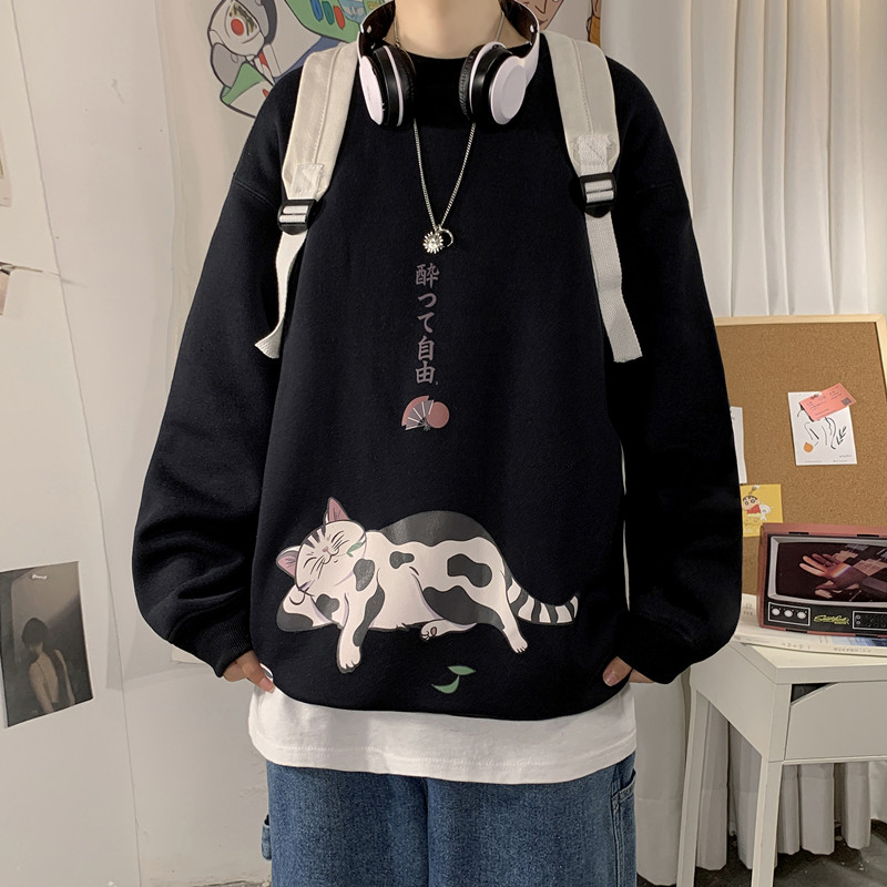 2021春季新款港风宽松男士套头打底衫卡通印花卫衣.W730,男装卫衣,电商A171