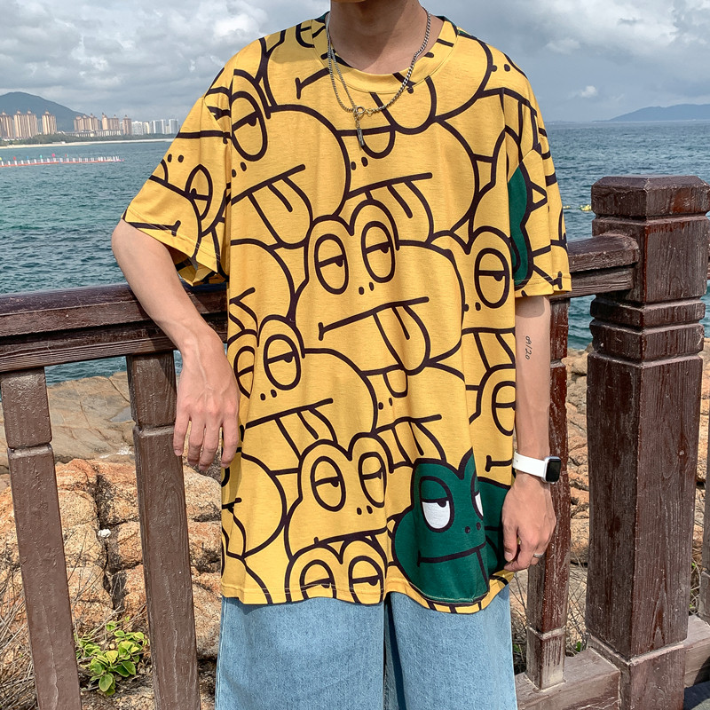 2021夏装新款时尚印花男士短袖T恤宽松休闲T恤衫A25-P30控48,男装T恤,电商A171