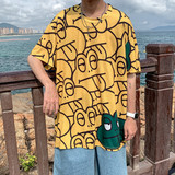 2021夏装新款时尚印花男士短袖T恤宽松休闲T恤衫A25-P30控48，男装T恤，电商A171