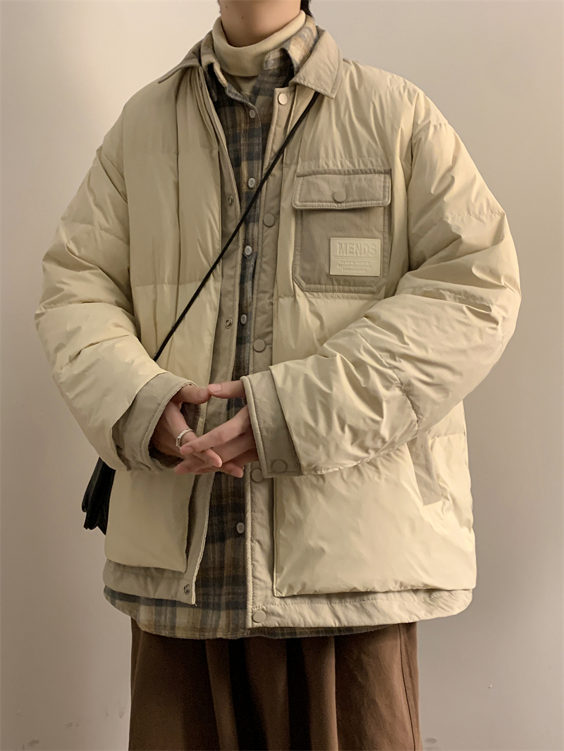 23/冬90%白鸭绒高品质衬衫领羽绒服潮流大码外套2310-P245，男装羽绒服，电商A171