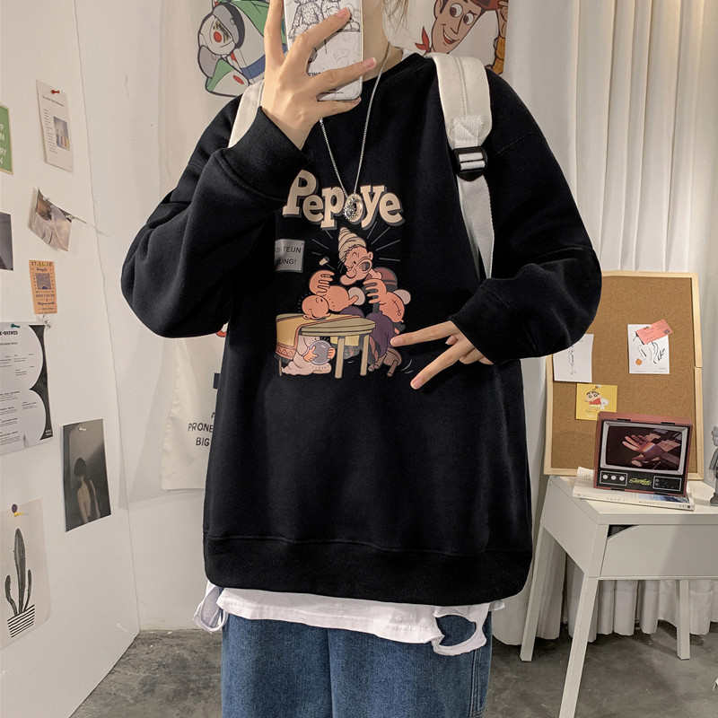 2021春季新款港风宽松男士套头打底衫卡通印花卫衣.W727,男装卫衣,电商A171