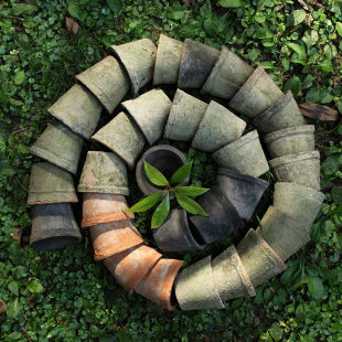 陶盆多肉花盆透气粗陶白复古兰花盆黑色陶土瓦盆姬月季 郁金香青苔