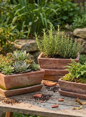 方盆 托盘四方花盆陶盆粗陶方形红陶盆泥瓦盆多肉大号北欧铜钱草