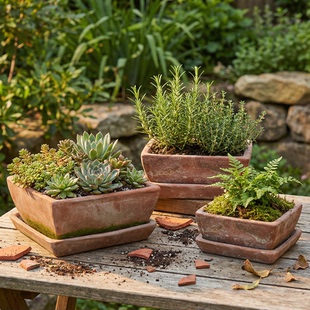 方盆 托盘四方花盆陶盆粗陶方形红陶盆泥瓦盆多肉大号北欧铜钱草