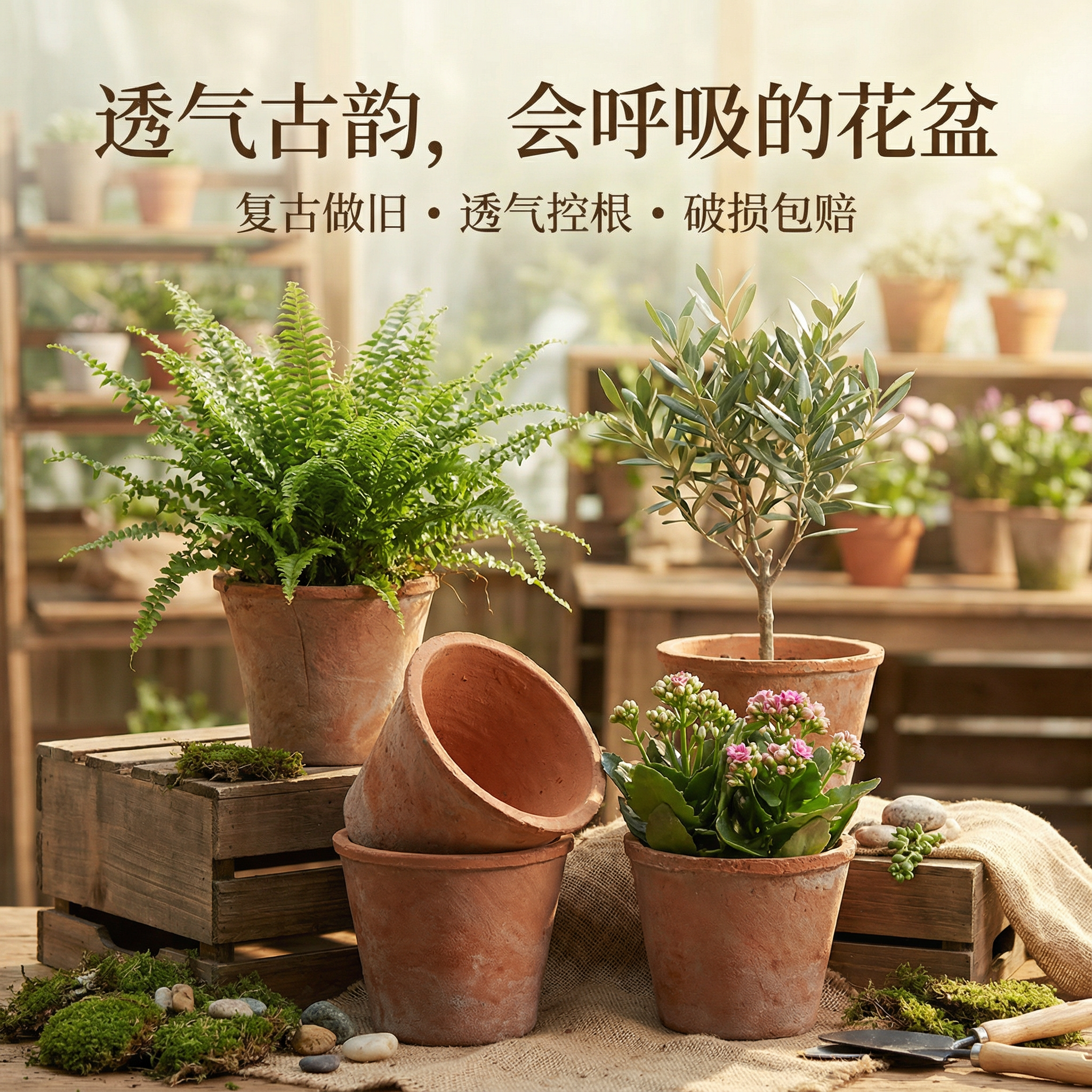 老式陶土花盆复古透气粗陶蝴蝶兰瓦盆多肉陶盆陶罐家用红陶花盆小,鲜花速递/花卉仿真/绿植园艺,花盆,淘宝优惠券,粉丝福利购,淘宝优惠卷