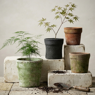 粗陶瓦盆控根专用阳台水仙 宽边口盆多肉红陶花盆简约兰花创意个性