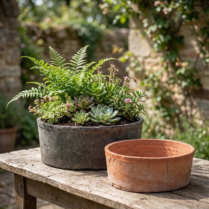 直央盆多肉花盆粗陶大透气红陶浅口瓦盆陶瓷陶土盆复古透气专用