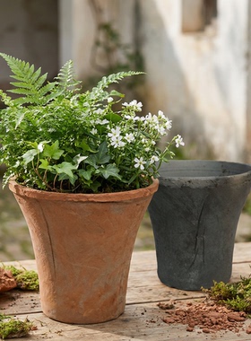 喇叭盆陶瓷红陶多肉花盆兰花简约龟背竹陶土盆绿箩三角梅水仙瓦盆