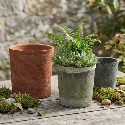 直小高筒红陶花盆创意陶瓷泥瓦盆多肉盆陶土盆阳台发财树青苔大号