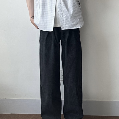 WHICHONE日系复古麻花条纹牛仔裤