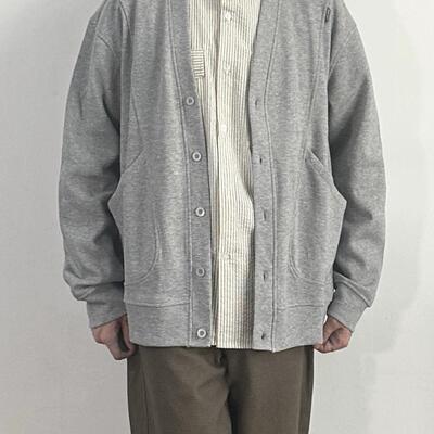 秋季宽松日系纽扣外套开衫无领