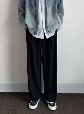 WHICHONE 日系春秋复古垂感休闲宽松长裤西裤阔腿裤百搭男裤
