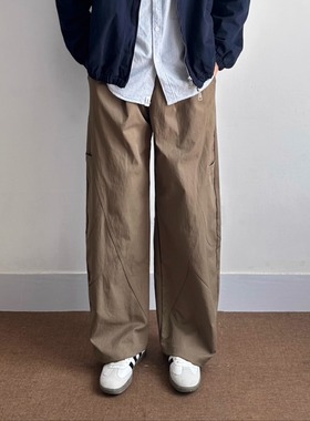 WHICHONE日系复古轻机能休闲裤侧插袋工装宽松弯刀裤