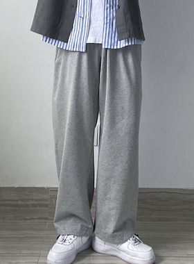 WHICHONE 秋冬日系复古垂感直筒抽绳卫裤宽松百搭休闲长裤束脚裤