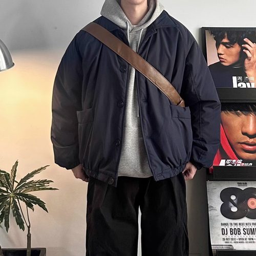 WHICHONE日系复古廓形翻领棉服