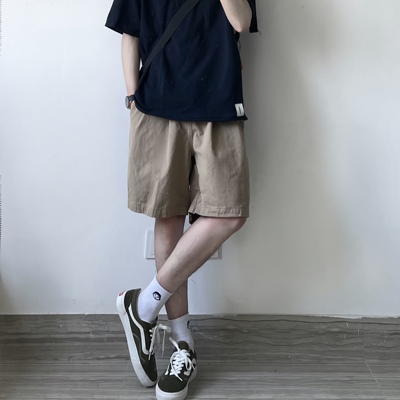 日系夏季基础款卡其色五分裤