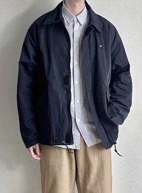 WHICHONE 春秋季日系复古工装夹克外套男宽松休闲百搭抽绳翻领上