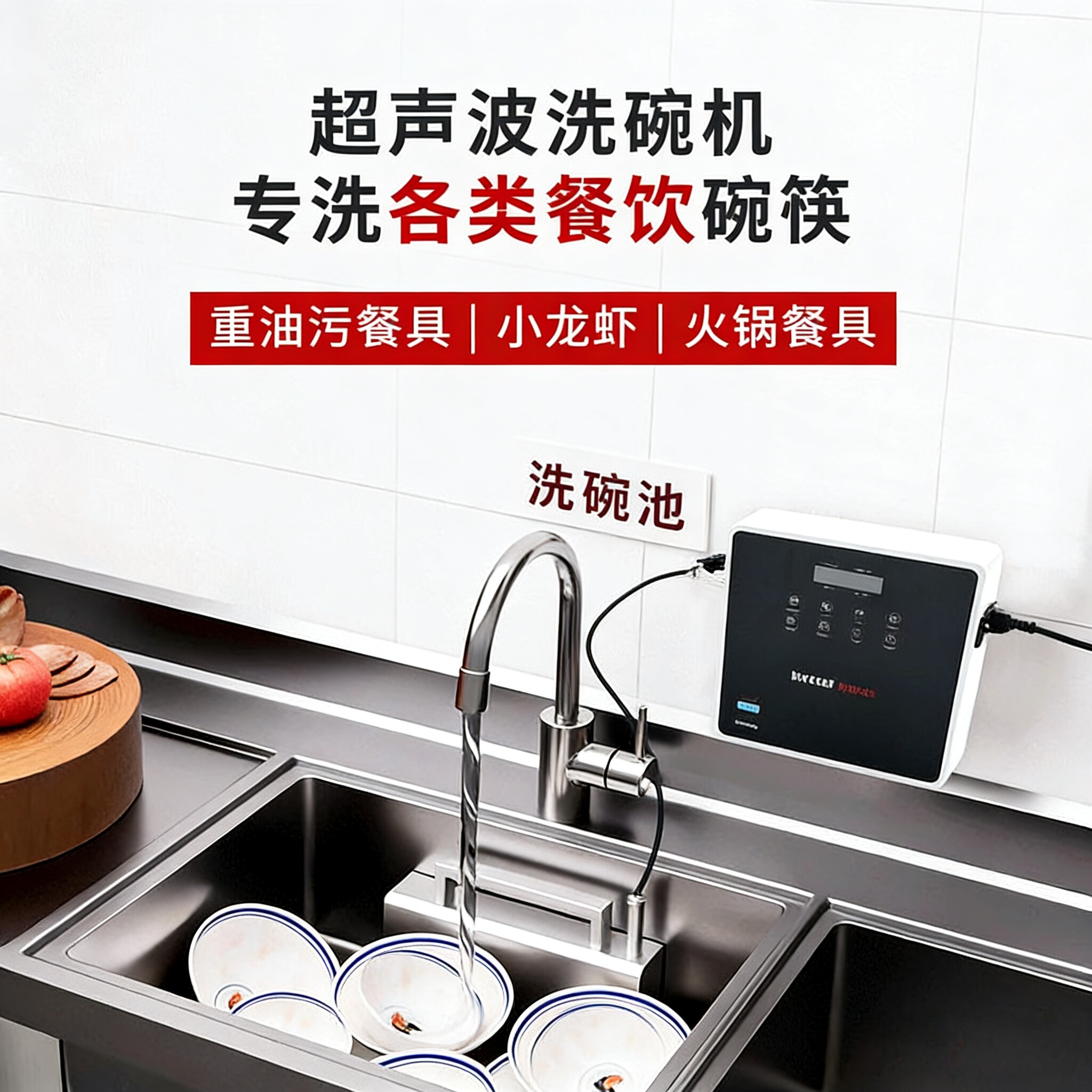 超声波洗碗机小型果蔬商用家用食堂餐饮饭店全自动免安装清洗机