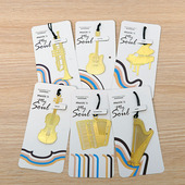 韩版 金属书签创意金色乐器镂空钢琴吉他小提琴小学生音乐文具奖品