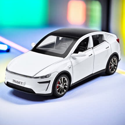 跨境新款特斯拉Model Y汽车模型仿真回力合金玩具车儿童男孩摆