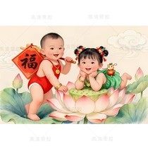 求子贴画早生贵子多子多福娃娃画报福娃金童玉女宝宝海报自粘画,玩具/童车/益智/积木/模型,宝宝海报/胎教海报,淘宝优惠券,粉丝福利购,淘宝优惠卷
