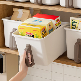 厨房杂物收纳盒橱柜带把手带轮子储物盒下水槽高处吊顶柜整理筐架
