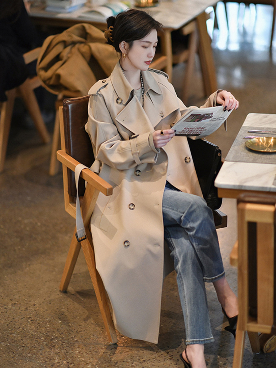中长款风衣外套女2022年春秋新款小个子流行大衣chic英伦风感,女装风衣,浙宝318