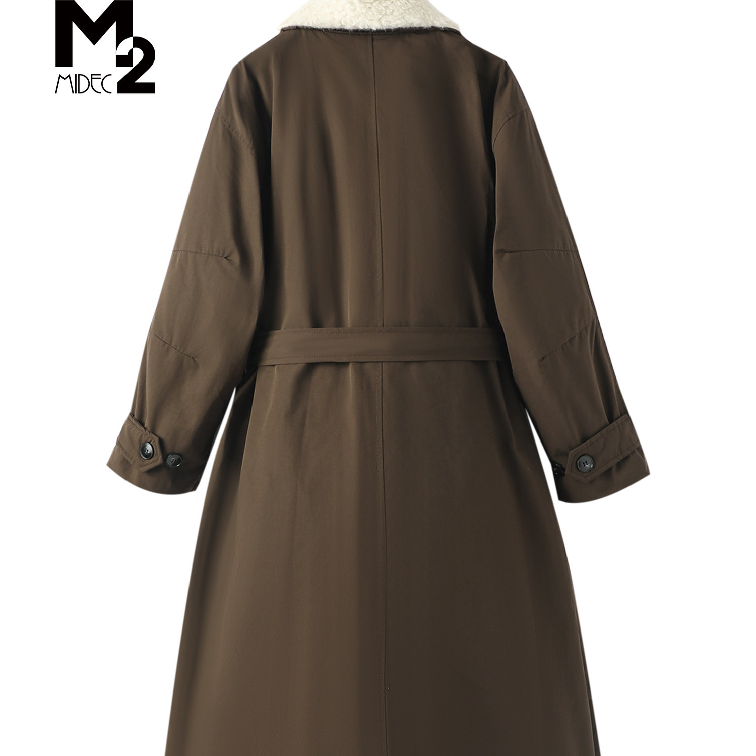 深棕色羊羔毛领白鹅绒羽绒服2026冬季新款过膝派克服886p220k410,女装羽绒服,浙宝318