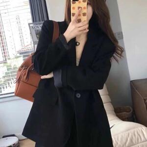 百搭一粒扣女宽松韩版卡其色西装韩版设计感春秋休闲气质小个子图片