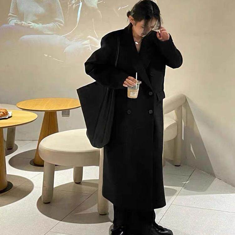 黑色毛呢大衣外套2026新款秋冬高级感小个子呢子赫本风39-p95k158,女装毛呢外套,浙宝318