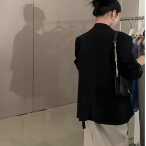 黑色西装外套女2026春秋新款韩版高级感炸街宽松休闲西服 p80k138图片