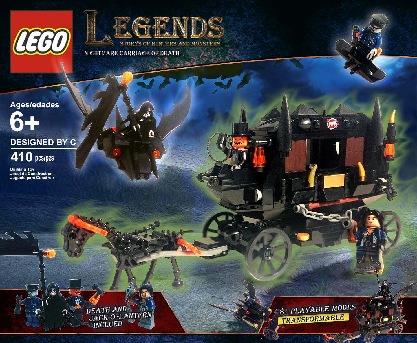 乐高 lego 原创MOC 死神的梦魇马车 恶魔城 展示品 定制