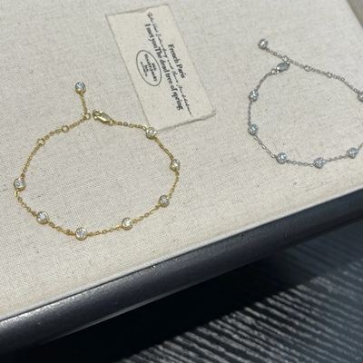 新品！10分莫桑钻 8钻泡泡手链925银链细手链