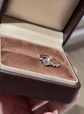 新款！50分莫桑钻公主皇冠玫瑰金戒指 通体925银轻奢小众设计