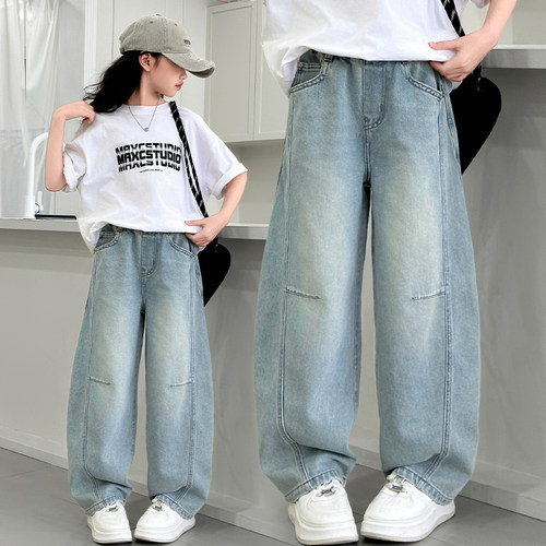 儿童弯刀牛仔裤夏季薄款