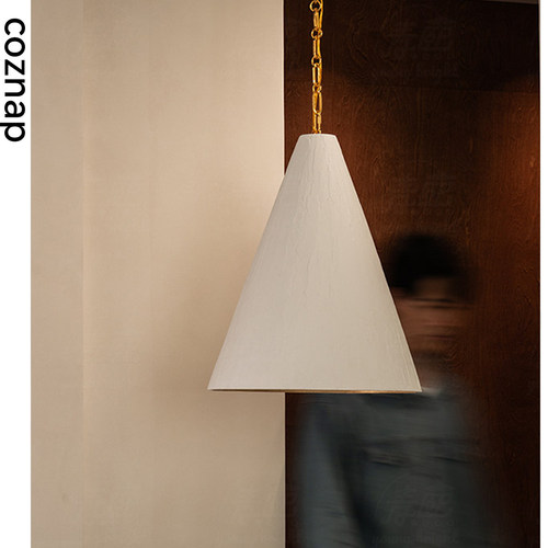 法式中古美式锥形手工石膏餐厅吊灯设计师侘寂简约复古吧台岛台灯