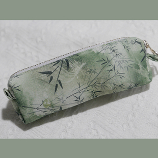 躲在耳里|飘竹笔袋|竹叶竹子小众手作文玩袋化妆刷包新中式中国风