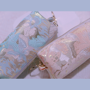 气文具笔袋学生 高级高颜值金丝蝴蝶粉蓝绿元 躲在耳里 喋洧笔袋