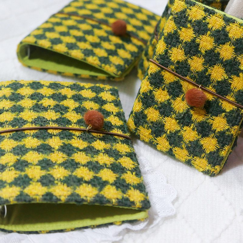 躲在耳里|限量毛呢活页|黄绿色系格纹小众精致氛围重工手帐本m5a7,文具电教/文化用品/商务用品,手帐/日程本/计划本,淘宝优惠券,粉丝福利购,淘宝优惠卷