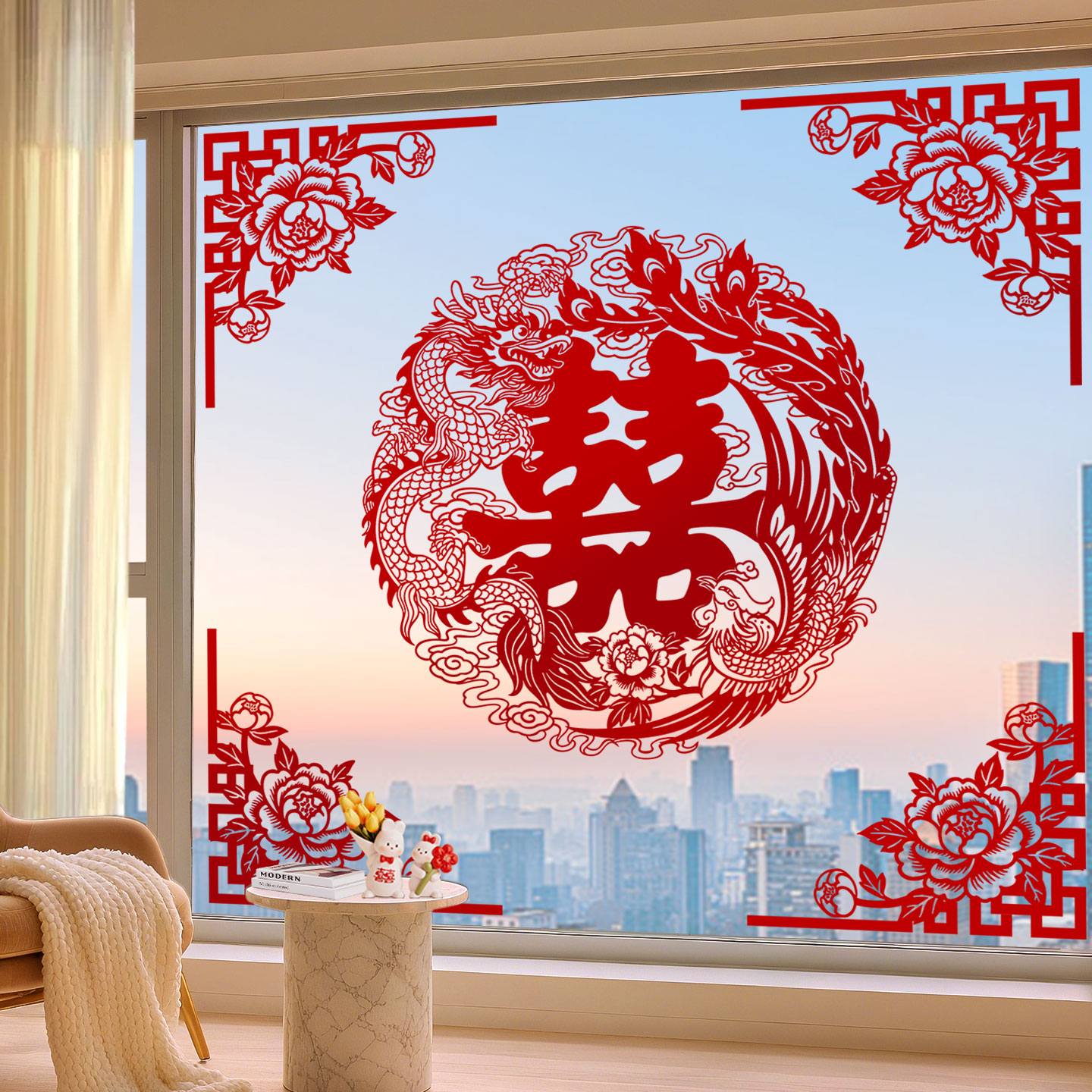 静电贴纸喜字结婚窗户装饰窗花