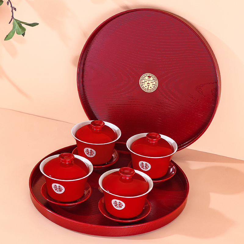 新娘敬茶杯结婚一对婚礼改口茶具