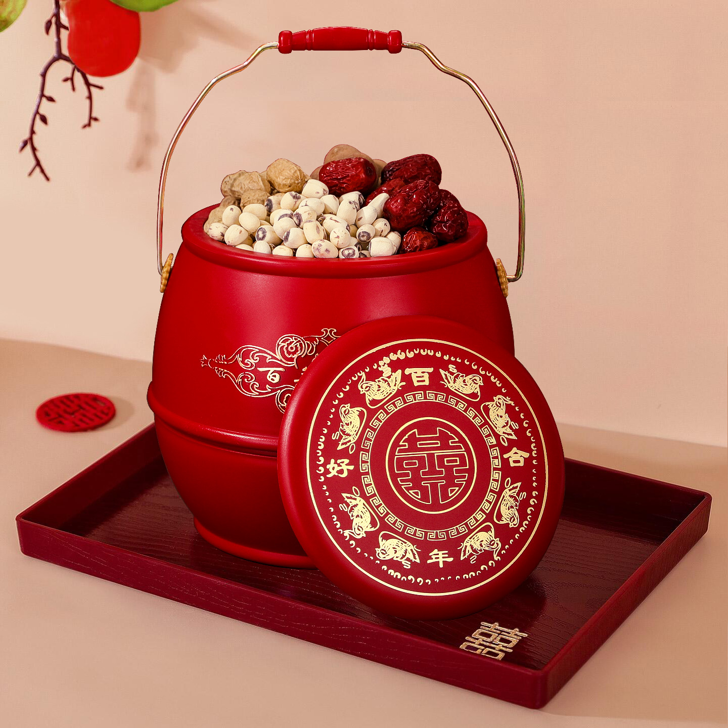 红色子孙桶结婚适用女方新娘陪嫁