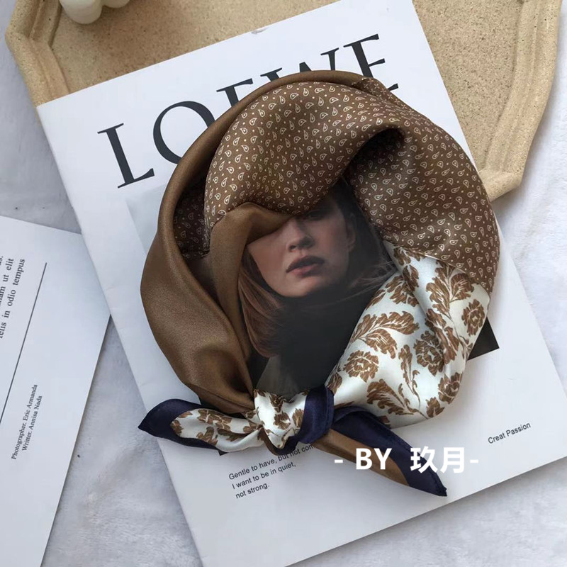 法式时髦气质100洋气咖色桑蚕丝