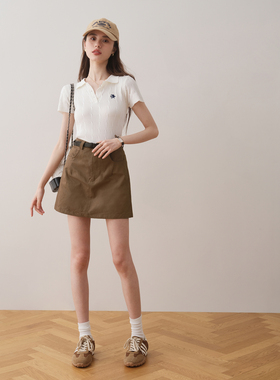 ron&ron老钱风休闲polo领针织短袖夏季新款修身显瘦正肩T恤上衣T