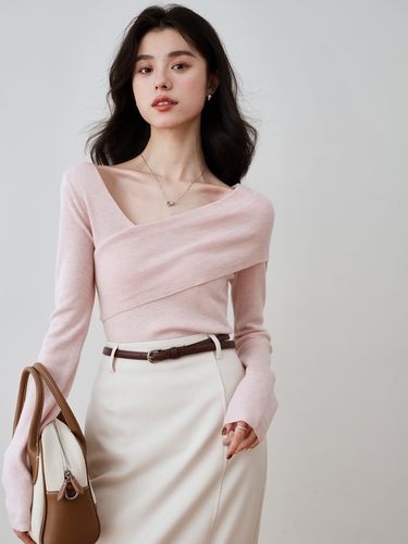 设计感针织衫修身显瘦套头斜领